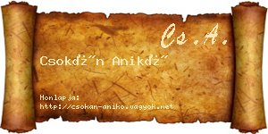 Csokán Anikó névjegykártya